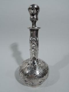 Tall Antique American Art Nouveau Silver Overlay Decanter - 3750170