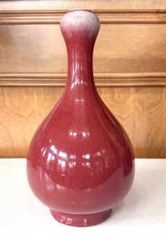Tall Antique Chinese Langyao Red Ceramic Vase Qing Qianlong Mark - 4690091