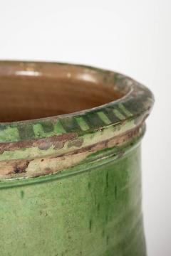 Tall Antique French Green Glazed Olivette Jar - 4077927