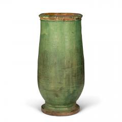 Tall Antique French Green Glazed Olivette Jar - 4077933