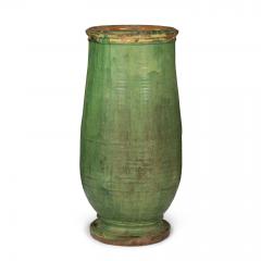 Tall Antique French Green Glazed Olivette Jar - 4077936