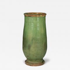 Tall Antique French Green Glazed Olivette Jar - 4078063