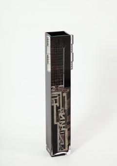 Tall Black Etched French Deco Vase - 887003