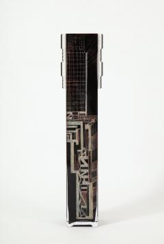 Tall Black Etched French Deco Vase - 887004