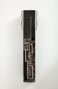 Tall Black Etched French Deco Vase - 887006