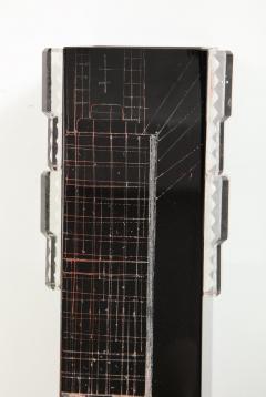 Tall Black Etched French Deco Vase - 887007