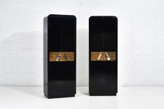 Tall Black Lacquer Cabinets with Horn Handles by Alessandro for Baker - 2086563