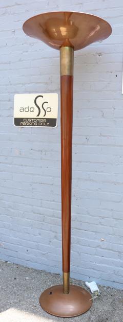 Tall Brass and Copper 1960s Floor Lamp - 240424