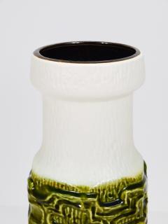 Tall Brutalist Op Art Green White Terracotta Floor Vase Austria 1970s - 4228206