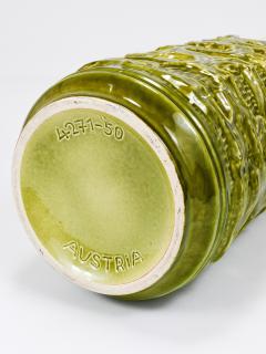 Tall Brutalist Op Art Green White Terracotta Floor Vase Austria 1970s - 4228207
