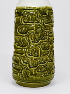 Tall Brutalist Op Art Green White Terracotta Floor Vase Austria 1970s - 4228218