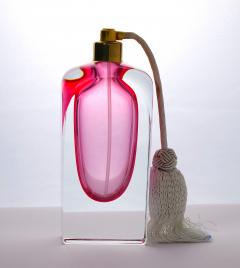 Tall Elegant Pink Heavy Cut Crystal Venetian Perfume Bottle - 3124317