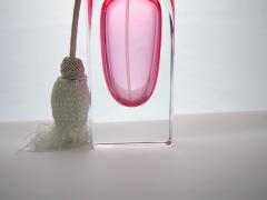 Tall Elegant Pink Heavy Cut Crystal Venetian Perfume Bottle - 3124321