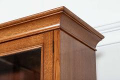 Tall English 19thC Oak Glazed Bookcase Cabinet - 4038370