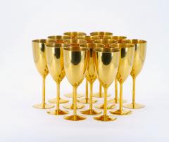 Tall English Sheffield Gilt wine Water Goblets Service 14 People - 3168781