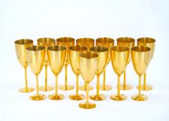 Tall English Sheffield Gilt wine Water Goblets Service 14 People - 3168783