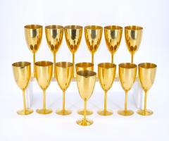 Tall English Sheffield Gilt wine Water Goblets Service 14 People - 3168785