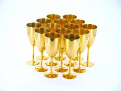 Tall English Sheffield Gilt wine Water Goblets Service 14 People - 3168789