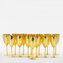 Tall English Sheffield Gilt wine Water Goblets Service 14 People - 3177833