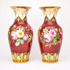 Tall Exquisite Austrian Antique Pair Continental Decorative Porcelain Vases - 3886224