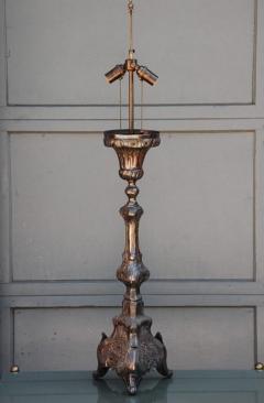 Tall French Silver Plated Baroque Style Candlestick Lamp - 873954