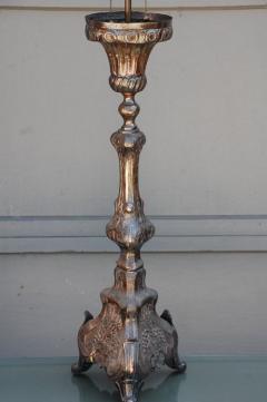 Tall French Silver Plated Baroque Style Candlestick Lamp - 873956