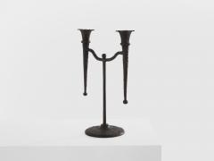 Tall French brutalist bronze candlestick 1940 - 4308561