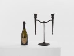 Tall French brutalist bronze candlestick 1940 - 4308565