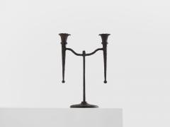Tall French brutalist bronze candlestick 1940 - 4308568