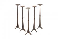 Tall Hammered Brutalist Brass Candelabra - 456837