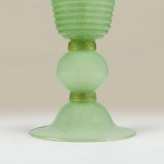 Tall Italian Murano Art Deco jade glass pulegoso uplighters - 4744360