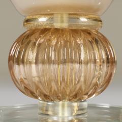 Tall Italian Murano rose pink glass urn upligthers with decorative fluted ball - 4507887