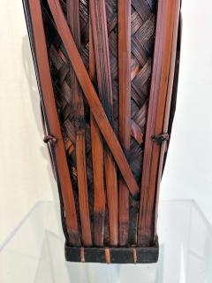 Tall Japanese Sooted Bamboo Ikebana Floor Basket Mingei Meiji Taisho Period - 4518761