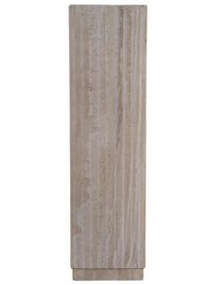 Tall Midcentury Italian Post Modern Fluted Travertine Marble Pedestal Table - 3627813