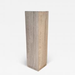 Tall Midcentury Italian Post Modern Fluted Travertine Marble Pedestal Table - 3630323