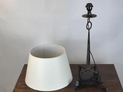 Tall Patinated Wrought Iron Table Lamp with Custom Parchment Shade - 4722463