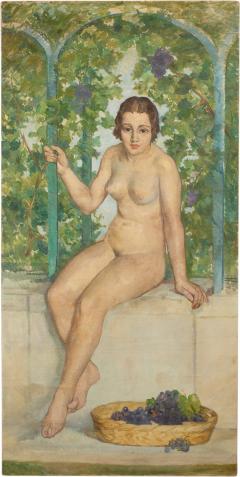 Tall Pedro Pruna Nude Oil Painting 1928 - 355502