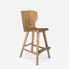 Tall Pine and Bent Plywood Swedish Stool with Foot Rest - 2730181
