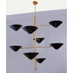Tall Polished Brass and Enameled Metal Chandelier - 293907