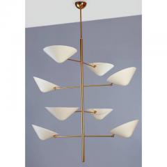 Tall Polished Brass and Enameled Metal Chandelier - 294135