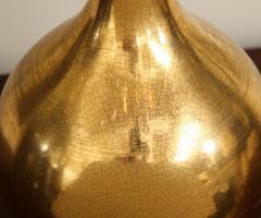 Tall Porcelain Lamp with Gold Craquelure Glaze - 1218836