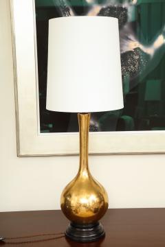 Tall Porcelain Lamp with Gold Craquelure Glaze - 1218839