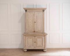 Tall Swedish cabinet in soft grey two piece early mid 19th century - 4437845