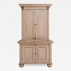 Tall Swedish cabinet in soft grey two piece early mid 19th century - 4440916