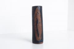 Tall Tar Glazed over Bisque Ceramic Vase Signed - 4157605