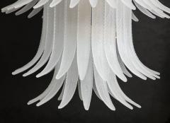 Tall White Frosted Murano Glass Piume or Feathers Chandelier with Brass Italy - 2949462