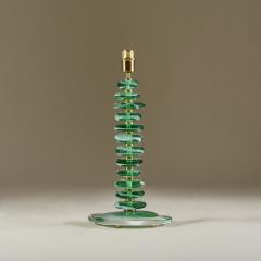 Tall pair of Italian Murano green glass Pebble lamps - 1842741