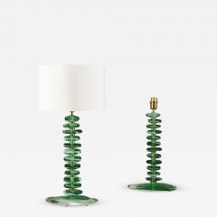 Tall pair of Italian Murano green glass Pebble lamps - 1845845