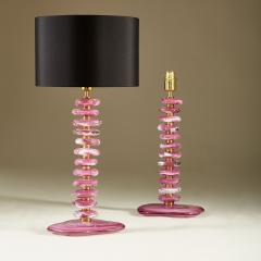 Tall pair of Italian Murano pink purple glass Pebble lamps - 1923151