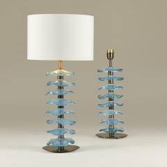 Tall pair of Murano aqua petal lamps - 4359850